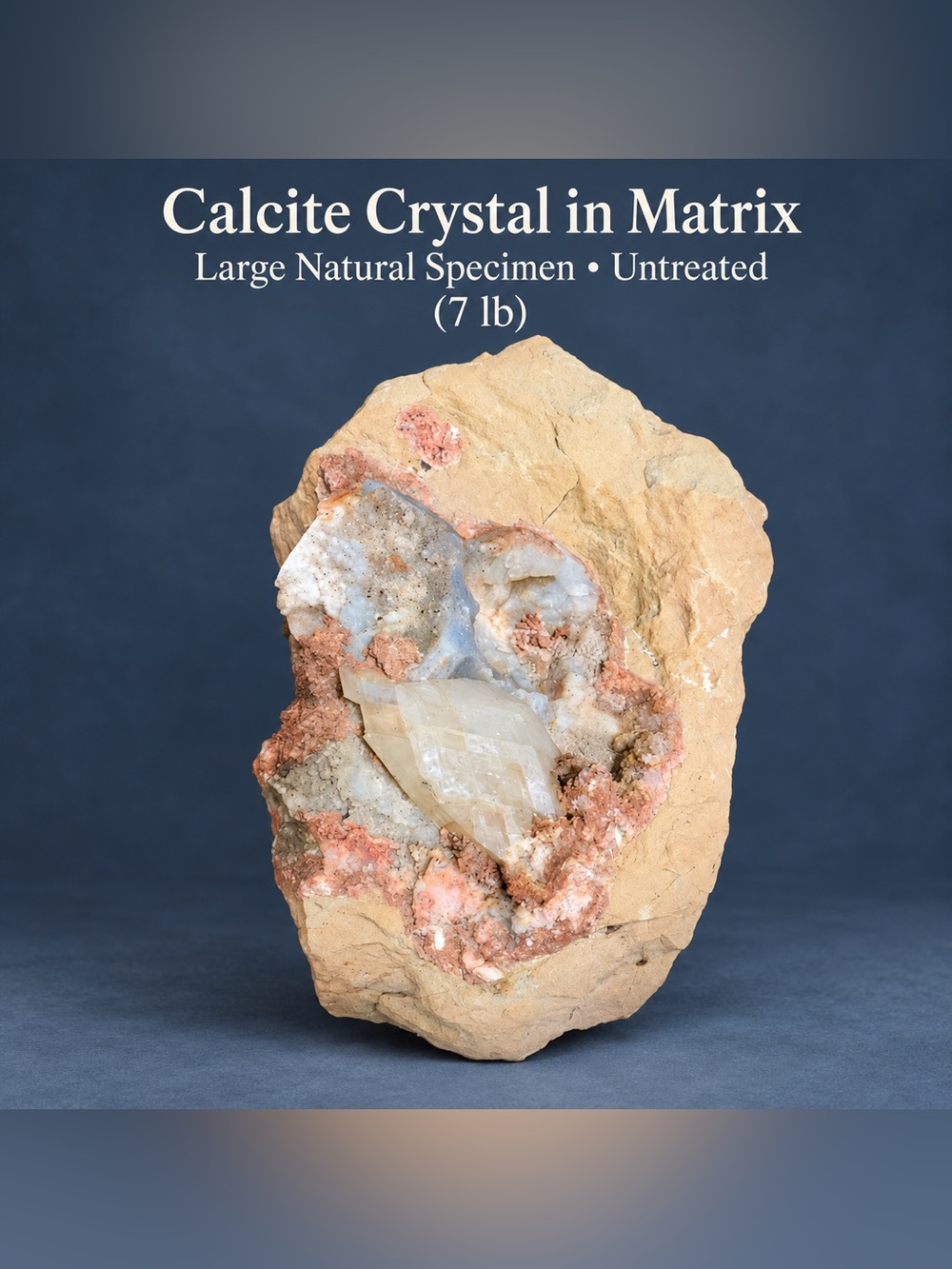 Calcite Crystal in Matrix | Large Natural Specimen | 7 lb | Untreated